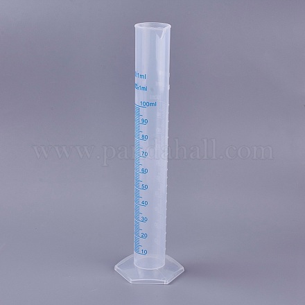 プラスチック製メスシリンダーツール  透明  24.4cmベース：6.9x6cm。ボトルの直径：2.85センチメートル。容量：100ミリリットル TOOL-WH0110-01D-1