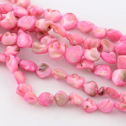Nuggets de coquille d'eau douce naturels teints brins de perles SHEL-Q004-04-1