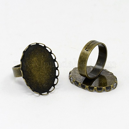Accessoires de l'anneau bout du doigt en bronze antique de fer réglable parfait pour cabochons X-RJEW-B032-AB-1