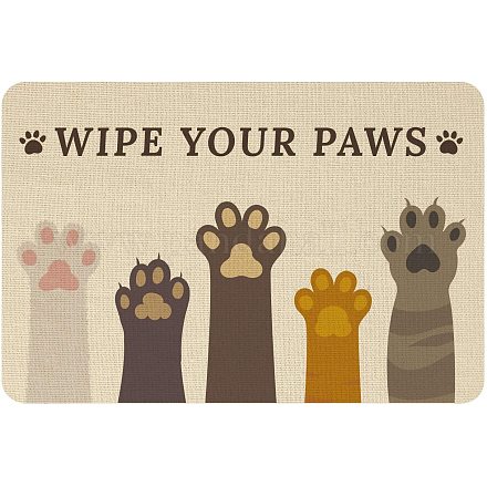 SUPERFINDINGS 40x60cm Home Door Mat with Non Slip Rubber Backing Cat Paw Ultra Absorb Mud Easy Clean Doormat for Outdoor Indoor Garage Entrance AJEW-WH0142-017-1