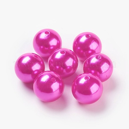 Magenta Round Chunky Imitation Loose Acrylic Pearl Beads X-PACR-22D-25-1