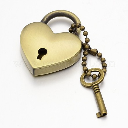 Heart Lock & Key Zinc Alloy Key Clasps KEYC-O009-14-1