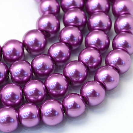 Backen gemalt pearlized Glasperlen runden Perle Stränge HY-Q003-4mm-16-1