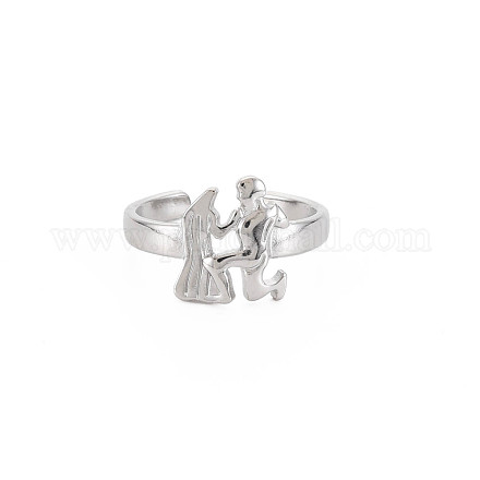 304 Stainless Steel 12 Constellations/Zodiac Signs Open Cuff Ring for Women RJEW-S405-156P-I-1