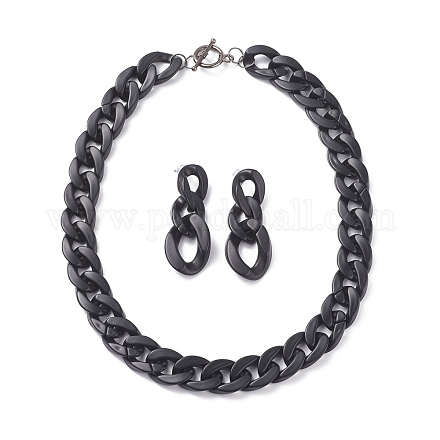 Ожерелье и серьги-гвоздики с подвесками из пластика и акрила ccb SJEW-JS01233-01-1