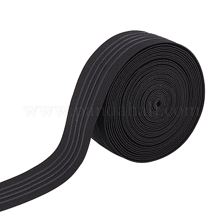 Benecreat 6 yarda 37 mm de ancho banda elástica antideslizante banda de agarre elástica de silicona recta cintura plana para el proyecto de costura de prendas de vestir SRIB-BC0001-01-1
