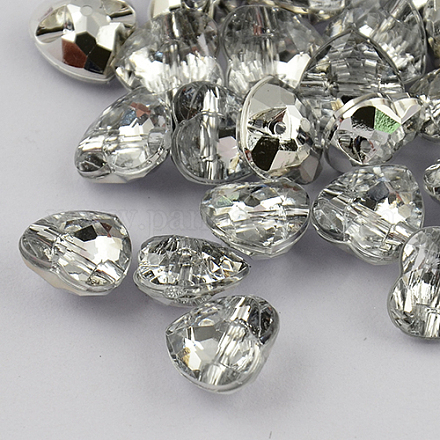 1-Hoyo Taiwán acrílico diamante de imitación botones del corazón BUTT-F017-18mm-02-1