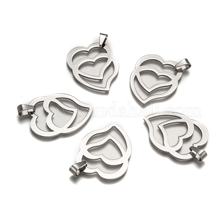 Heart to Heart 304 Stainless Steel Pendants X-STAS-I032-122-1