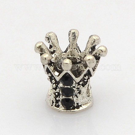 Crown Antique Silver Tone Alloy Rhinestone Beads ALRI-N025-02D-1