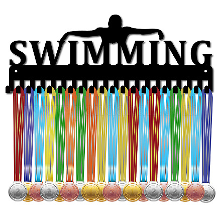 CREATCABIN Swimming Medal Holder Swimmer Medals Hanger Athlete Awards Display Stand Wall Rack Mount Decor Stainless Steel Metal Hanging for Sport Home Badge Medalist Gymnastics Over 60 Medals ODIS-WH0028-031-1