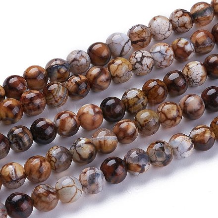Dyed Natural Crackle Agate Bead Strands X-G-K414-6mm-01-1