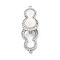 Brass Clear Cubic Zirconia Fold Over Clasps, with Natural Shell, Gourd, Platinum, 30.5mm