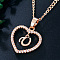 Alloy Crystal Rhinestone Heart with Initial Pendant Necklaces, Rose Gold, Letter U, 16.93 inch(43cm)