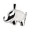 Natural Quartz Crystal Pendants, Rock Crystal Elephant Charms with Alloy Findings, Platinum, 29x37~37.5x9.5~10mm, Hole: 3x9mm
