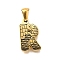 Golden 304 Stainless Steel Pendants, Bark Pattern, Letter R, 18x10.5x2.5mm, Hole: 5.5x3mm