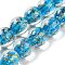 Handmade Dichroic Foil Glass Beads Strands, Rondelle, Deep Sky Blue, 11~11.5mm, Hole: 1.6mm, about 33pcs/strand, 13.27''(33.7cm)