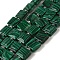 Synthetic Malachite Beads Strands, Square, with Seed Beads, 10~10.5x10~10.5x5~5.5mm, Hole: 1.6mm, about 32pcs/strand, 15.16~15.35 inch(38.5~39cm)