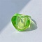 Heart Resin Finger Rings for Women, Lime Green, Inner Diameter: 17mm