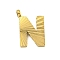Ion Plating(IP) 304 Stainless Steel Charms, Handmade Engrave Figure, Full Polished, Golden, Letter N, 14x9.5x2mm, Hole: 1.8mm