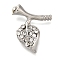 Rack Plating Brass With Rhinestone Findings, Long-Lasting Plated, Cadmium Free & Lead Free, Platinum, 19.5x18.5mm