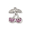 Brass Micro Pave Cubic Zirconia Pendants, Cherry, Long-Lasting Plated, Cadmium Free & Lead Free, Rack Plating, Platinum, 13x11x2mm, Hole: 0.8mm