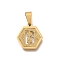 304 Stainless Steel Charms, Real 18K Gold Plated, Hexagon with Letter Charm, Letter B, 15x14x1.5mm, Hole: 3x5.5mm