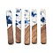 Resin and Walnut Pendants, Rectangle, White, 51.5x7.5x2.5mm, Hole: 1.8mm