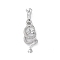 Brass Micro Pave Cubic Zirconia Fold Over Clasps, Snake, Real Platinum Plated, 42mm