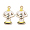Alloy Enamel Pendants, Golden, Lantern, 26x15x1mm, Hole: 1.8mm