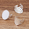 Alloy Pad Ring Settings, Oval, Silver, Tray: 18x13mm