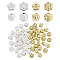 4 Styles Rack Plating Alloy Beads, Flower, Golden & Silver, 6~7x6.5~7x5mm, Hole: 1~1.2mm, 15pc/style