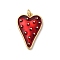 Brass Enamel Pendants, Heart Charm, with Jump Ring, Rack Plating, Lead Free & Cadmium Free, Long-Lasting Plated, Real 18K Gold Plated, 26x17.5x3.5mm, Hole: 3.5mm