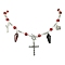 Halloween Coffin & Skull Cross & Pumpkin Alloy Pendant Necklaces, 304 Stainless Steel & Opaque Glass Beaded Necklaces, Antique Silver & Stainless Steel Color, 22.44 inch(57cm)