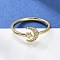 Adjustable Brass Micro Pave Clear Cubic Zirconia Cuff Rings, Open Rings, Long-Lasting Plated, Moon & Star, Real 18K Gold Plated, Inner Diameter: 15.2mm