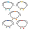 Alloy & Brass Beads Braided Bracelets, with Glass Seed Pendant, Mixed Shapes, Mixed Color, Inner Diameter: 3-1/2 inch(9cm), 5pcs/set