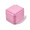 Square Velvet Ring Boxes, Pearl Pink, 49.5x54.5x41.5mm