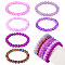 6Pcs 6 Styles 8mm Glass Round Beaded Stretch Bracelet Sets, Stackable Bracelets for Women, Medium Purple, Perimeter: 7-1/4 inch(18.5cm), 1pc/style