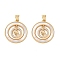Brass Micro Pave Cubic Zirconia Pendants, with Shell, Flat Round Charms, Real 18K Gold Plated, Rack Plating, Lasting Plated, Cadmium Free & Lead Free, Snake, 24x21x2.5mm, Hole: 4x3mm