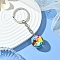 Round Glass Beads Keychain, with Iron Findings, Colorful, 7.6cm