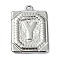 Anti-Tarnish 304 Stainless Steel Pendants, Rectangle with Letter Charm, Letter Y, 24.5x18x3mm, Hole: 1.8mm