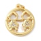 Brass Micro Pave Cubic Zirconia Pendants, Flat Round with Human Charms, with Shell, Lead Free & Cadmium Free, Long-Lasting Plated, with Jump Ring, Real 18K Gold Plated, 20x17x3mm