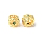Brass Micro Pave Cubic Zirconia European Bead, Cube with Flower, Large Hole Beads, Rack Plating, Lasting Plated, Cadmium Free & Lead Free, Golden, 7.5x9.5x8.5mm, Hole: 4.5mm
