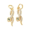 Brass Micro Pave Cubic Zirconia Pendants, Snake Charms, with Jump Ring, Real 18K Gold Plated, 17x5.5x3.5mm, Hole: 3mm