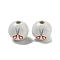 Printed Wood European Beads, Large Hole Beads, Round, White, 16~16.5x14.5~15mm, Hole: 4mm