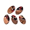 Transparent Resin and Walnut Wood Pendants, Oval Charms with Gold Foil, FireBrick, 22x12.5x3.5mm, Hole: 2mm