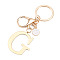 Stainless Steel Keychains, Golden, with Lobster Claw Clasps, Letter G, 97mm