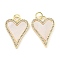 Brass Micro Pave Clear Cubic Zirconia Pendants, with Shell, Heart Charms, Real 18K Gold Plated, 21.5x15x2mm, Hole: 3mm