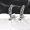 C-Shaped with Cone Brass Stud Earrings, with Enamel, Lead Free & Cadmium Free, Long-Lasting Plated, Antique Silver, 36x4.5mm