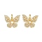 Brass Micro Pave Cubic Zirconia Pendants, Butterfly, with ABS Imitation Pearl, Long-Lasting Plated, Cadmium Free & Lead Free, Rack Plating, Golden, 20.5x24.5x9mm, Hole: 6x4mm