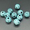 Opaque Acrylic Beads, Round, with Rhinestone, Cyan, 12x10mm, Hole: 3.7mm